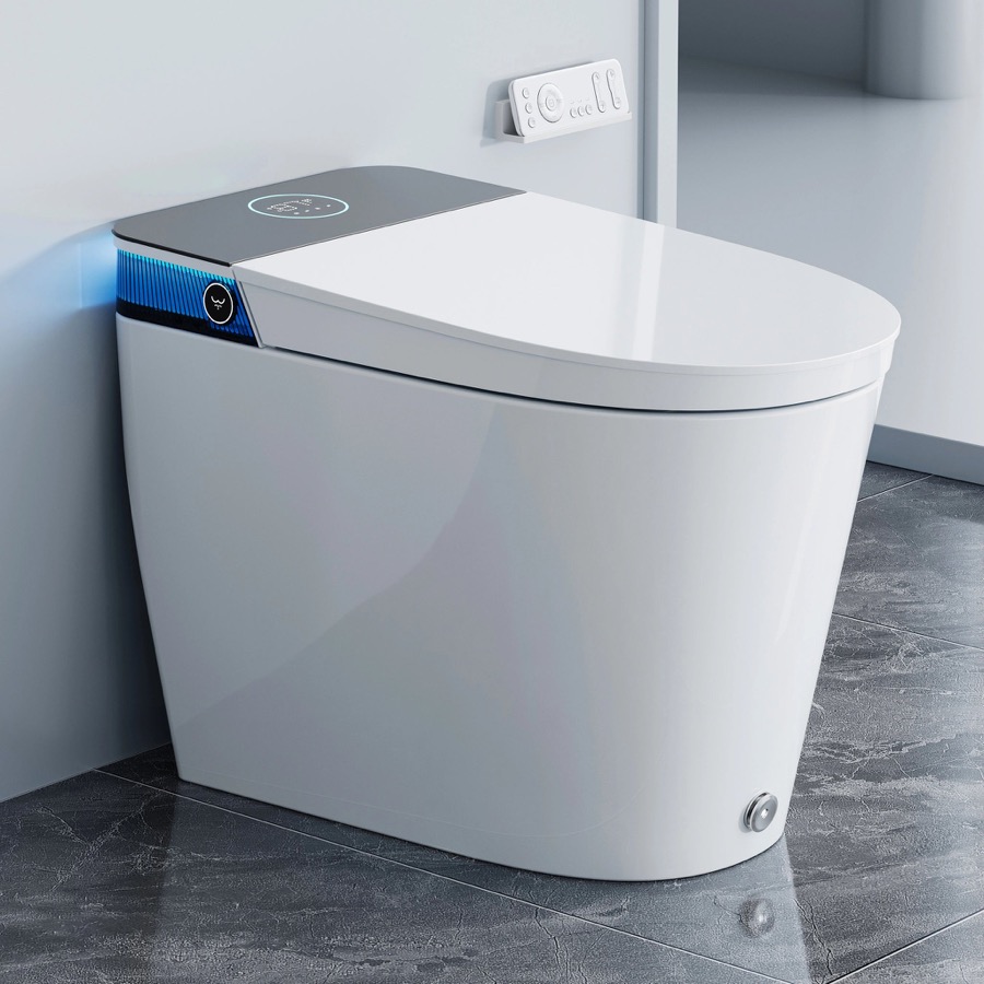 Smart toilet installed in a spa-style bathroom