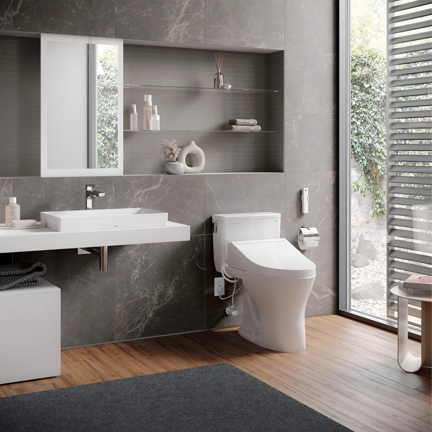 Finished Toto washlet installation in a modern Utah bathroom